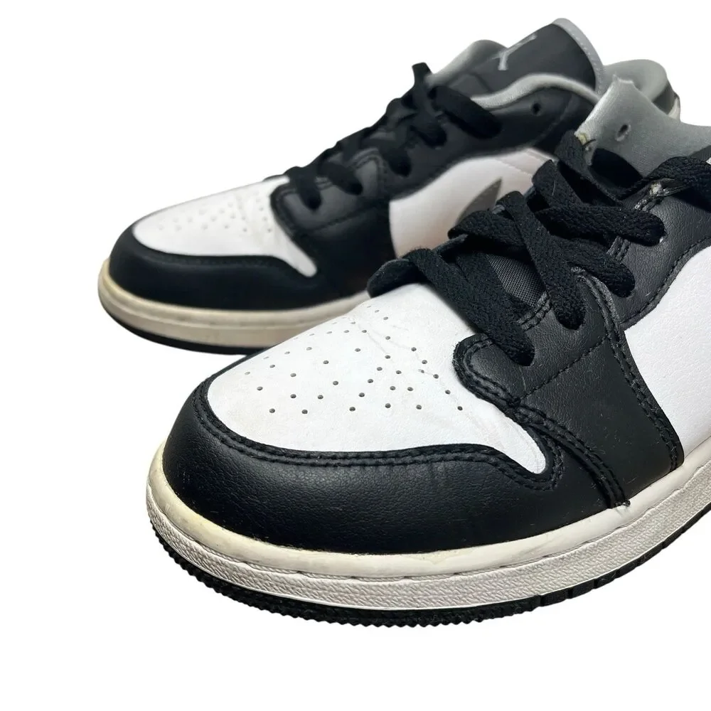 Nike Air Jordan 1 Low‎ GS Youth 6.5Y Black White Gray Leather 553560-040